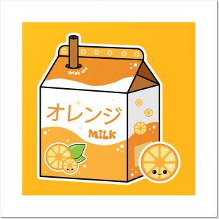 Kawaii Orange Milk Posters and Art